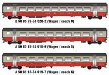 LS Models MW2108-3DC - H0 - 3-tlg. Set Einheitswagen III Swiss Express, SBB, Ep. IV - Set 2